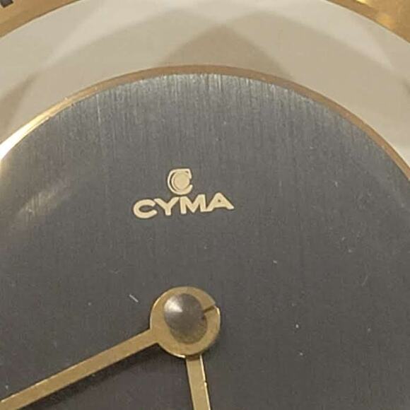 Vintage Hechinger mantle table shelf solid brass clock Cyma. Quartz movement - Picture 6 of 16